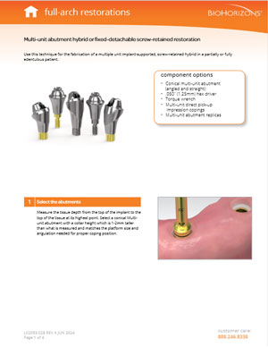 Protesi ibrida con abutment Multi-unit o avvitata removibile-definitiva